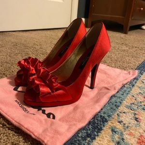 Nina Red Open-toe Heels